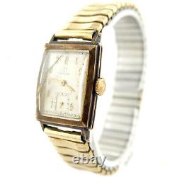 Omega Vintage Ivory Dial 14k Gold Filled Stretch Band Watch For Parts Or Repairs