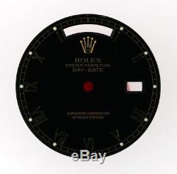 Original Men Rolex Day-Date 18238 18038 Gloss Black Roman Dial 18KY #E1