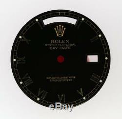 Original Men Rolex Day-Date 18238 18038 Gloss Black Roman Dial 18KY #E1