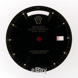 Original Men Rolex Day-Date 18238 18038 Gloss Black Stick Dial 18KY #W6