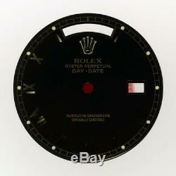 Original Men Rolex DayDate 36mm 18238 18038 Gloss Black Roman Dial 18KY #E4
