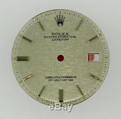 Original Men's Rolex Datejust NQ 1600 1601 1603 Silver Linen Stick Dial S/S #D54