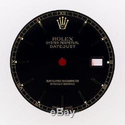Original Men's Rolex Datejust QS 16233 16238 Gloss Black Stick Dial 2Tone #L38