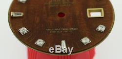 Original Men's Rolex Day-Date 18238 18038 8+2 Diamond Wood Stick Dial 18KY #D9