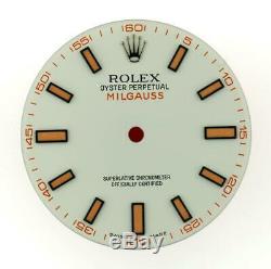 Original Men's Rolex Milgauss 116400 Gloss White Orange Luminous Dial S/S #L34