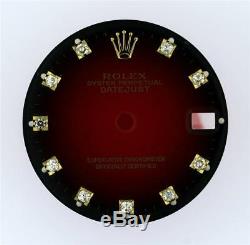 Original Rolex Midsize Datejust 31mm 68273 68278 Red Vignette Diamond dial 2T D1