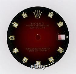 Original Rolex Midsize Datejust 31mm 68273 68278 Red Vignette Diamond dial 2T D1