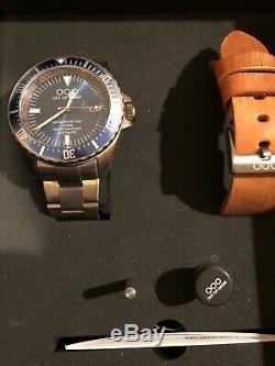 Out of Order (OOO) Blue Bezel Men's Automatic Watch DAMAGED IN ITALY $650 MSRP