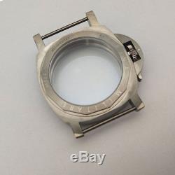 Parnis 44mm titanium brushed watch case Fit 6497/6498 movement suitable