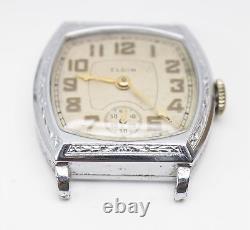 Parts / Repair 1932 Elgin Tonneau Art Deco Watch 7j Grade 482 Mdl 1