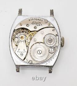 Parts / Repair 1932 Elgin Tonneau Art Deco Watch 7j Grade 482 Mdl 1