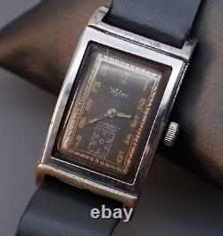 Parts / Repair Wyler Vintage 1940s Black Dial Clamshell Tank Wrist Watch