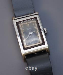 Parts / Repair Wyler Vintage 1940s Black Dial Clamshell Tank Wrist Watch