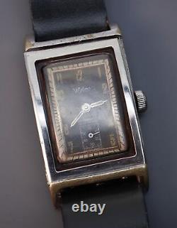 Parts / Repair Wyler Vintage 1940s Black Dial Clamshell Tank Wrist Watch