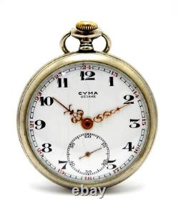 Pocket Watch CYMA Suisse Open Face Dial Porcelain 50mm 1910c To Restore Parts