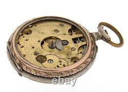 Pocket Watch Case Silver 800 10 Rubies Cylindre for Parts Vintage Old Rare
