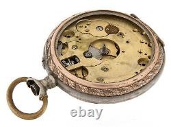 Pocket Watch Case Silver 800 10 Rubies Cylindre for Parts Vintage Old Rare