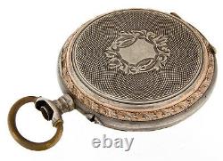 Pocket Watch Case Silver 800 10 Rubies Cylindre for Parts Vintage Old Rare