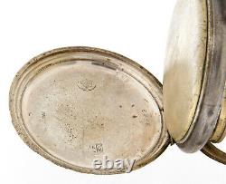 Pocket Watch Case Silver 800 10 Rubies Cylindre for Parts Vintage Old Rare