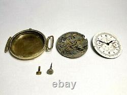 Pocket Watch For Parts Brevet Movement, Dial And Case