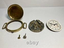 Pocket Watch For Parts Brevet Movement, Dial And Case