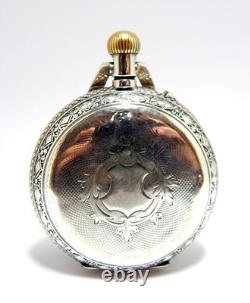 Pocket Watch Hunter Art Nouveau Dial Porcelain Case Silver 52mm Restore Parts