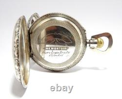 Pocket Watch Hunter Art Nouveau Dial Porcelain Case Silver 52mm Restore Parts