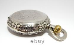 Pocket Watch Hunter Art Nouveau Dial Porcelain Case Silver 52mm Restore Parts