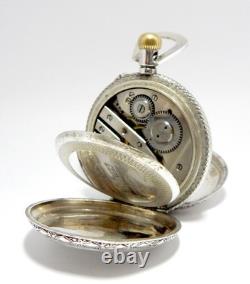 Pocket Watch Hunter Art Nouveau Dial Porcelain Case Silver 52mm Restore Parts