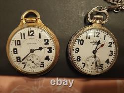 Pocket Watch Lot Vintage Stop Watches Hamilton, Ball, Waltham, Etc AS-IS, Parts