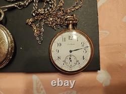 Pocket Watch Lot Vintage Stop Watches Hamilton, Ball, Waltham, Etc AS-IS, Parts