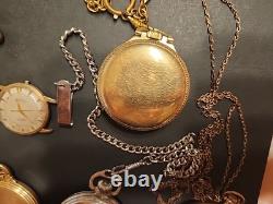 Pocket Watch Lot Vintage Stop Watches Hamilton, Ball, Waltham, Etc AS-IS, Parts