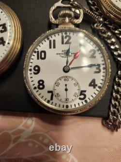 Pocket Watch Lot Vintage Stop Watches Hamilton, Ball, Waltham, Etc AS-IS, Parts