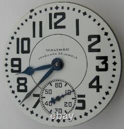 Pocket Watch Movement 16s Waltham 23 j. 6 adj. Vanguard for parts. OF RR dial