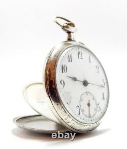 Pocket Watch Style Art Nouveau Dial Porcelain Case Silver 49mm To Restore Parts