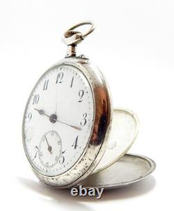 Pocket Watch Style Art Nouveau Dial Porcelain Case Silver 49mm To Restore Parts