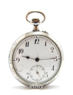 Pocket Watch Style Art Nouveau Dial Porcelain Case Silver 49mm To Restore Parts