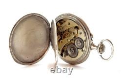 Pocket Watch Style Art Nouveau Dial Porcelain Case Silver 49mm To Restore Parts