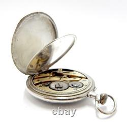 Pocket Watch Style Art Nouveau Dial Porcelain Case Silver 49mm To Restore Parts