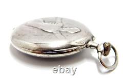 Pocket Watch Style Art Nouveau Dial Porcelain Case Silver 49mm To Restore Parts