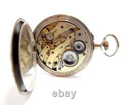 Pocket Watch Style Art Nouveau Dial Porcelain Case Silver 49mm To Restore Parts