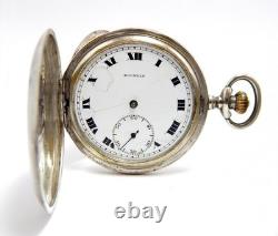 Pockets ROUNDLY & LONGINES Hunter Case Silver & Steel 50mm Porcelain Not Working