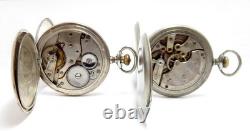 Pockets ROUNDLY & LONGINES Hunter Case Silver & Steel 50mm Porcelain Not Working