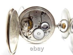 Pockets ROUNDLY & LONGINES Hunter Case Silver & Steel 50mm Porcelain Not Working