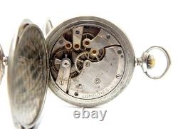 Pockets ROUNDLY & LONGINES Hunter Case Silver & Steel 50mm Porcelain Not Working