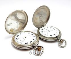 Pockets ROUNDLY & LONGINES Hunter Case Silver & Steel 50mm Porcelain Not Working