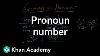 Pronoun Number The Parts Of Speech Grammar Khan Academy