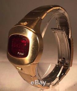 Pulsar Time Computer 1970's Digital LED Mens Watch Sold For Parts or Repair
