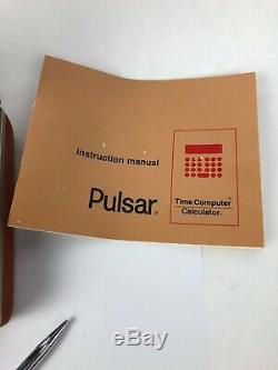 Pulsar Vintage Time Computer Calculator Watch Not Working in Case with Manual Pen