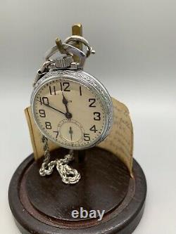 RARE ELGIN 1943 Pocket Watch RUNNING, Grade 594 Model 7 9j 16s with Display Case